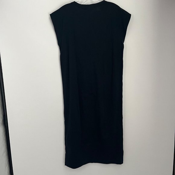 NWT Everlane The Luxe Cotton Side Slit Black Short Cap Sleeve Tee Dress Small S - Picture 9 of 10